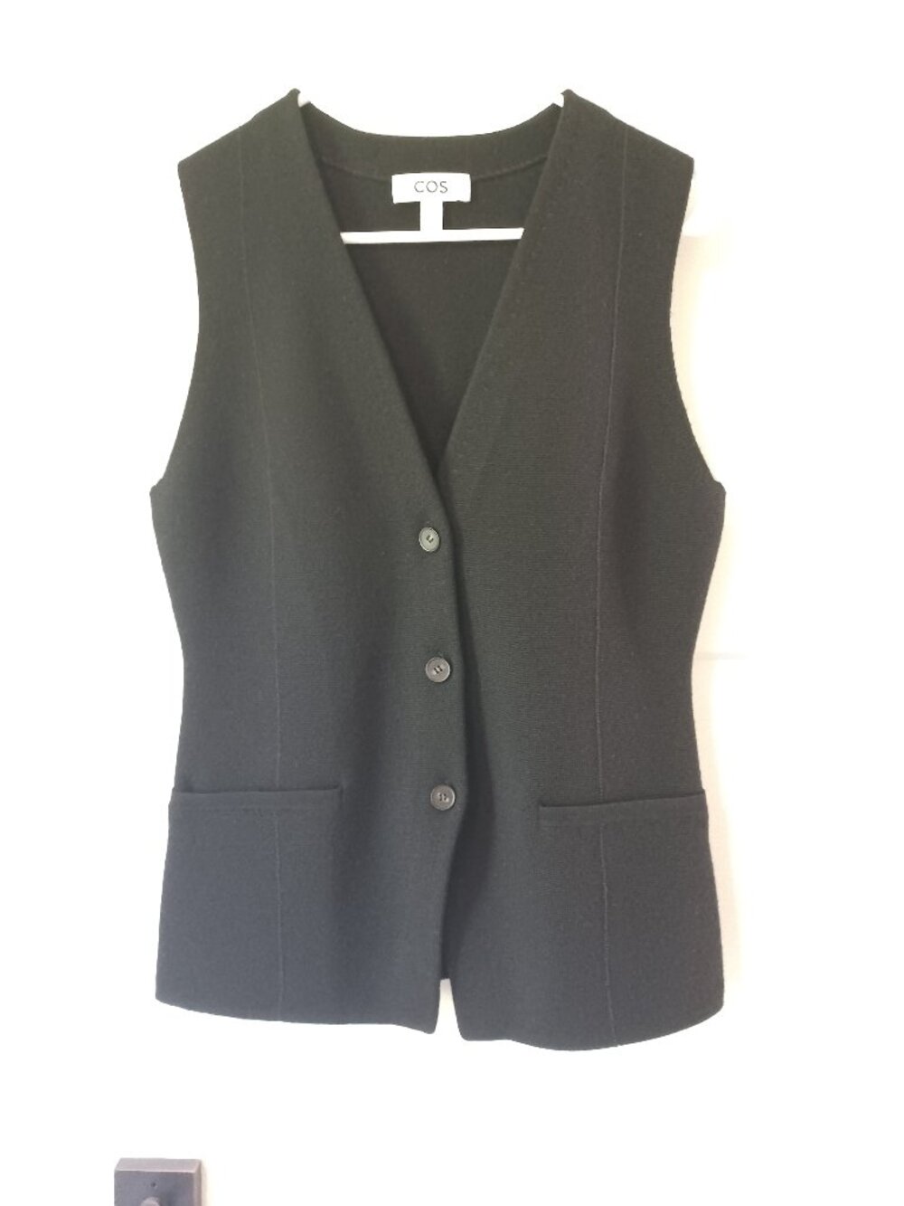 COS Longline Fitted Wool Waistcoat Vest V-Neck Knit Minimalist Classic - Small